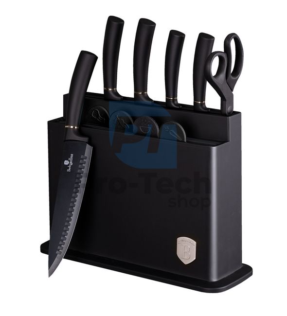 11-delni komplet kuhinjskih nožev iz nerjavečega jekla s stojalom in desko za rezanje BLACK 20471