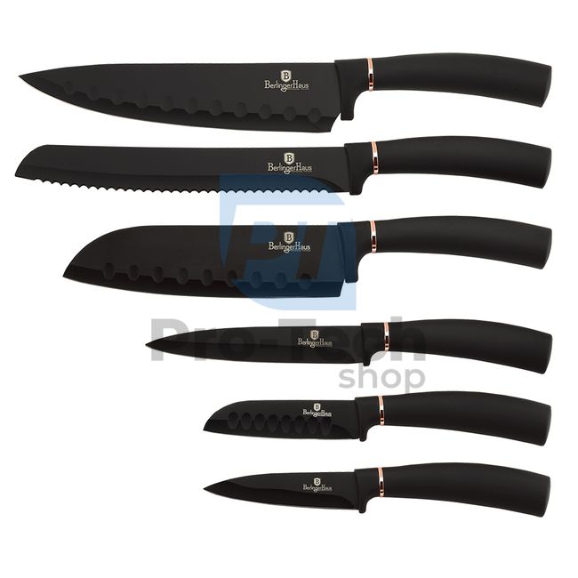 6-delni komplet kuhinjskih nožev iz nerjavečega jekla BLACK- ROSE GOLD 19703