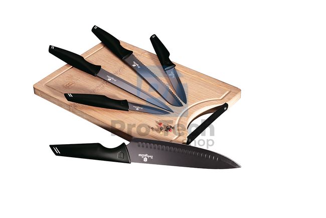 6-delni komplet kuhinjskih nožev iz nerjavečega jekla z desko za rezanje BLACK 20470