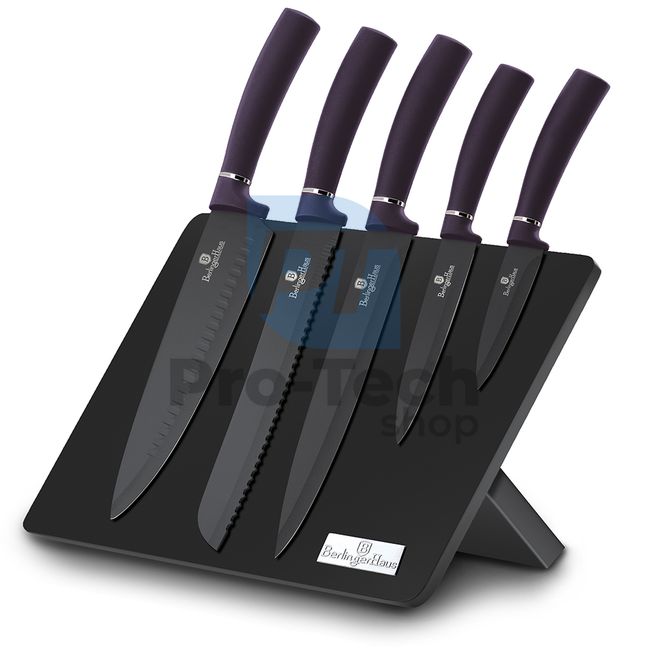 6-delni komplet kuhinjskih nožev iz nerjavečega jekla z magnetnim stojalom PURPLE 20275