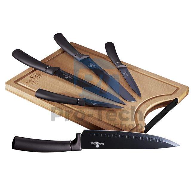 6-delni komplet kuhinjskih nožev z desko za rezanje iz bambusa CARBON PRO 19375