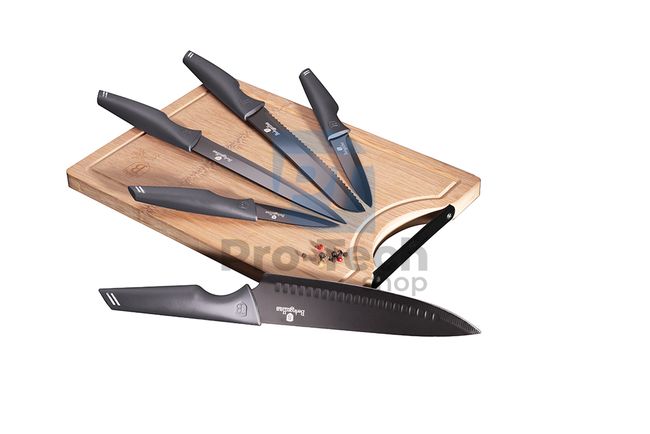 6-delni komplet kuhinjskih nožev z desko za rezanje iz bambusa CARBON PRO 19376