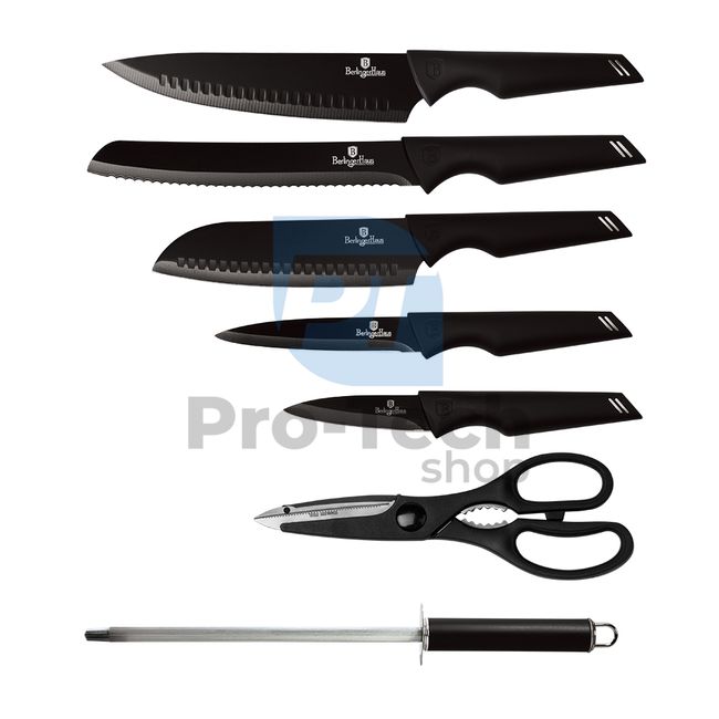 8-delni komplet kuhinjskih nožev iz nerjavečega jekla z akrilnim stojalom BLACK 20477