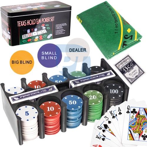 Poker set - 200 žetonov + karte + podloga 75073