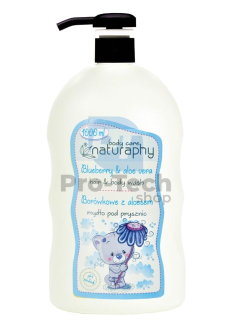 Otroški gel za prhanje in šampon 2v1 z borovnico in aloe vero Naturaphy 1000ml 30029