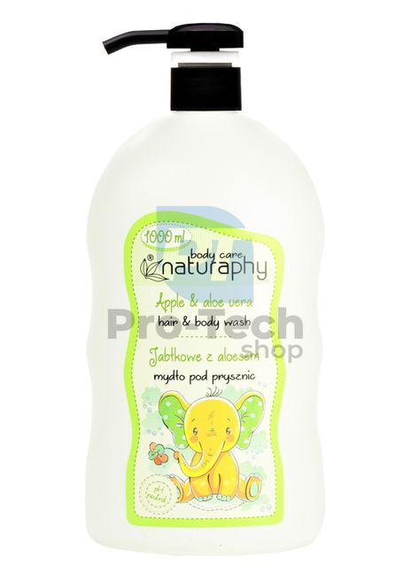 Otroški gel za prhanje in šampon 2v1 z jabolkom in aloe vero Naturaphy 1000ml 30028