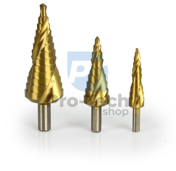 Stopničasti spiralni svedri za kovino 3 kosi 4-12, 4-20, 6-30 mm 14235
