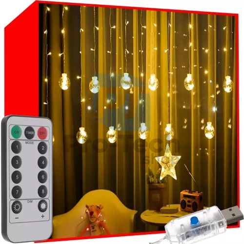 Svetlobna zavesa 108LED USB topla bela KS19736 75261