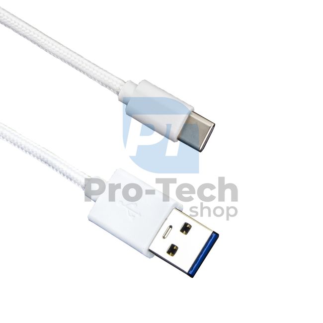 Kabel USB-C 3.0, 1,5 m, bel, pleten 72380