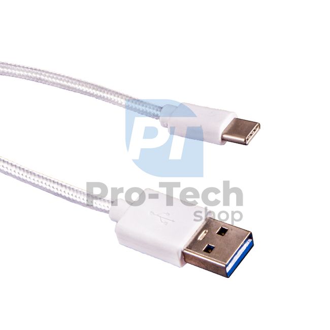 Kabel USB-C 3.0, 1 m, bel, pleten 72376