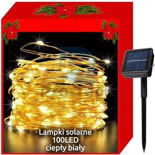 Božične lučke - solarne - žica 100 LED hladno bele 75462