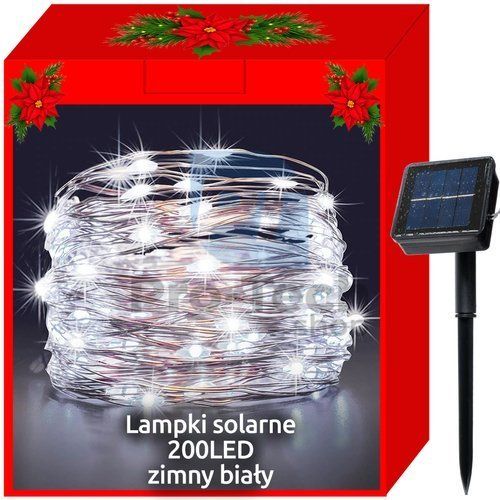 Božične lučke - solarne - žice 200LED hladno bele 75464