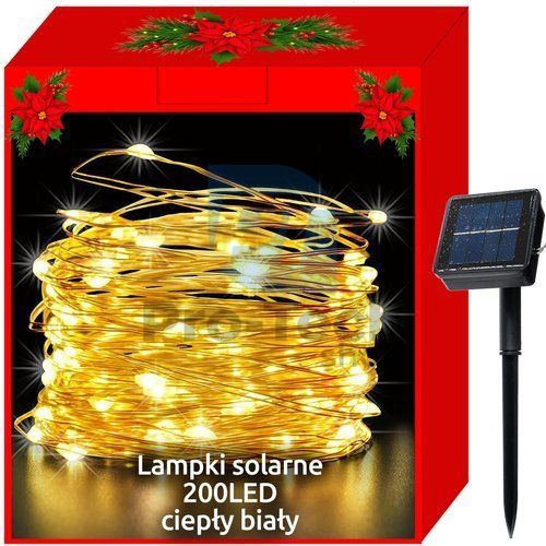 Božične lučke - solarne - žice 200LED toplo bele 75465