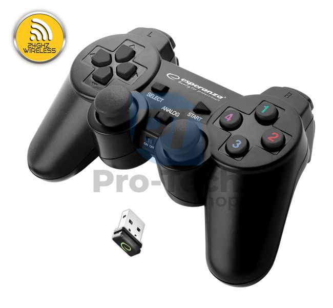 Vibracijski brezžični igralni plošček PC/PS3 USB GLADIATOR, črna 72646