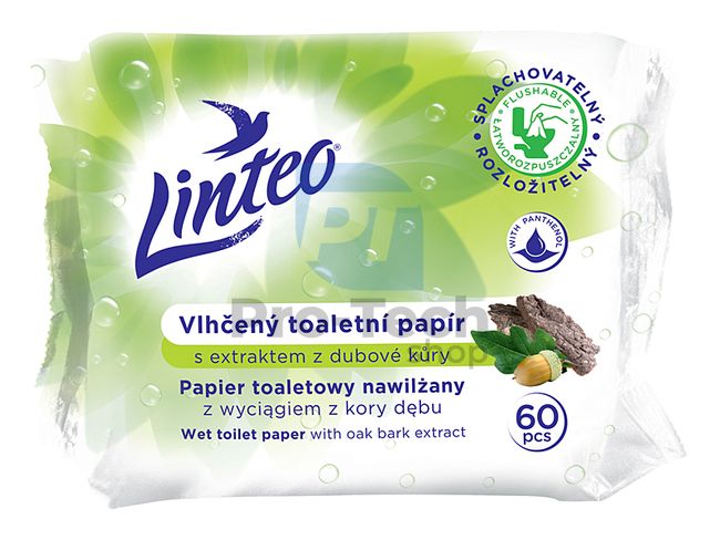 Mokri toaletni papir z izvlečkom hrastovega lubja Linteo 60 kosov 30444