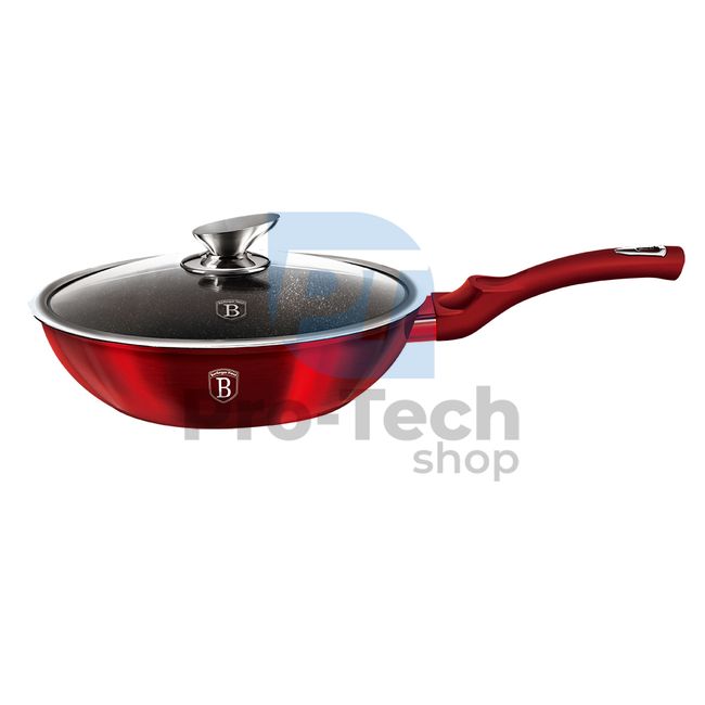 Ponev WOK z marmornato površino in pokrovom 28cm METALLIC LINE BURGUNDY EDITION 19072